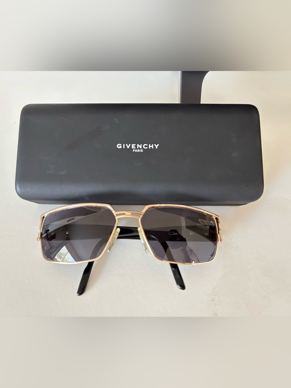 VINTAGE CAZAL Germany Mod 924 Col 302 Black Gold Rectangle Sunglasses EUC
